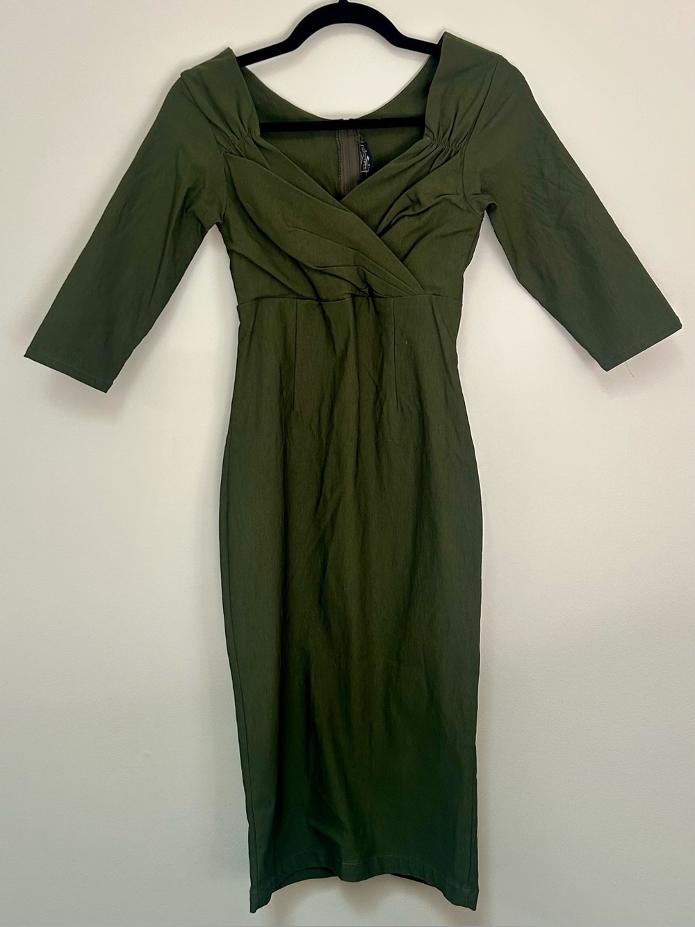BNWT Blame Betty Pinup Wiggle Dress in Olive Green Size L
